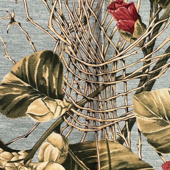 Robert Allen Beacon Hill Ikebana Bouquet Hand Printed Japanese Linen Fabric Teal - Picture 3 of 10